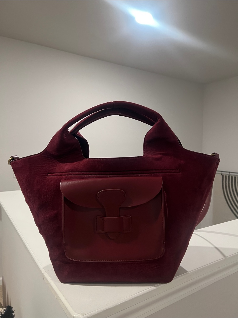 Anthropologie Burgundy Suede Bag